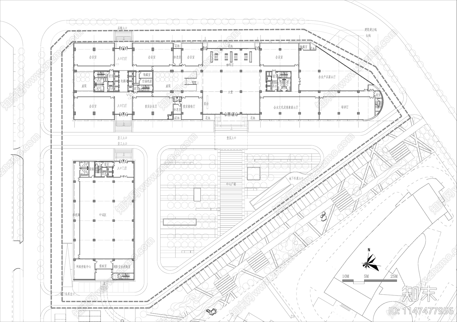 高层企业总部办公大楼建筑施工图下载【ID:1147477956】