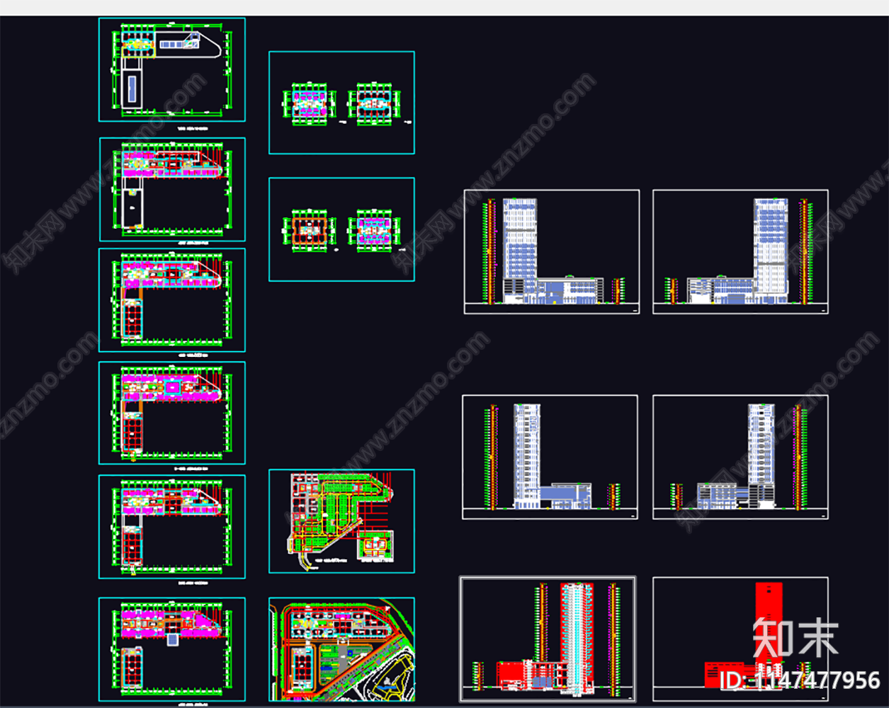 高层企业总部办公大楼建筑施工图下载【ID:1147477956】