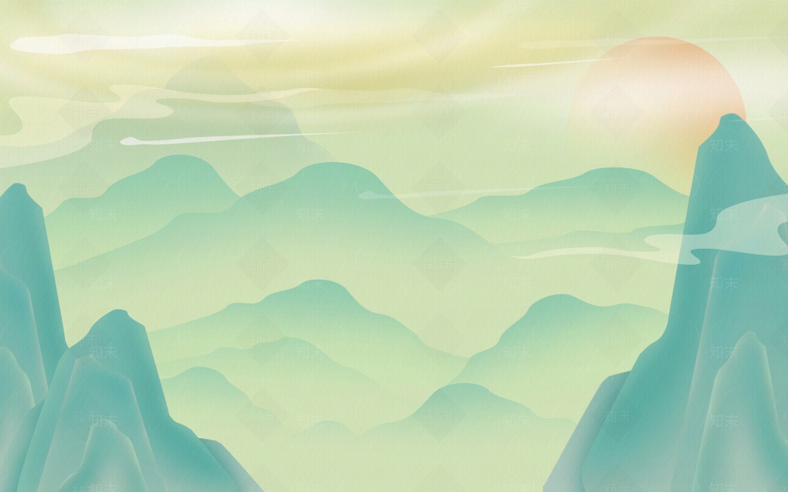 新中式国潮山水壁纸壁画装饰画贴图下载【ID:1147478416】