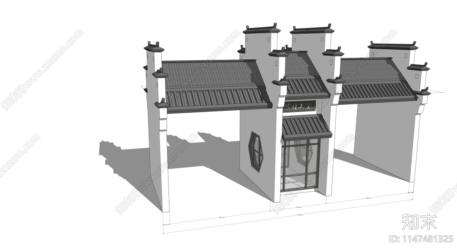 中式风格马头墙大门节点施工图下载【ID:1147481325】