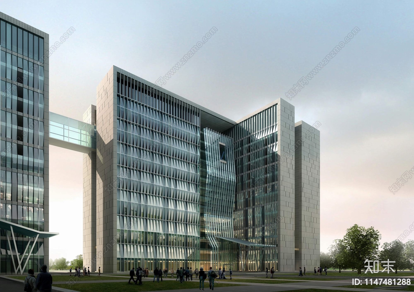 L型高层企业办公总部大楼建筑cad施工图下载【ID:1147481288】