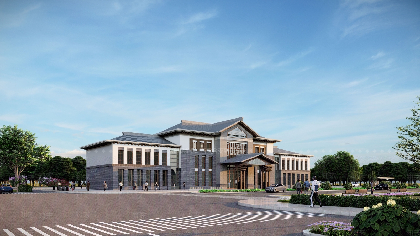 新中式风格综合办公楼SU模型下载【ID:1147481017】