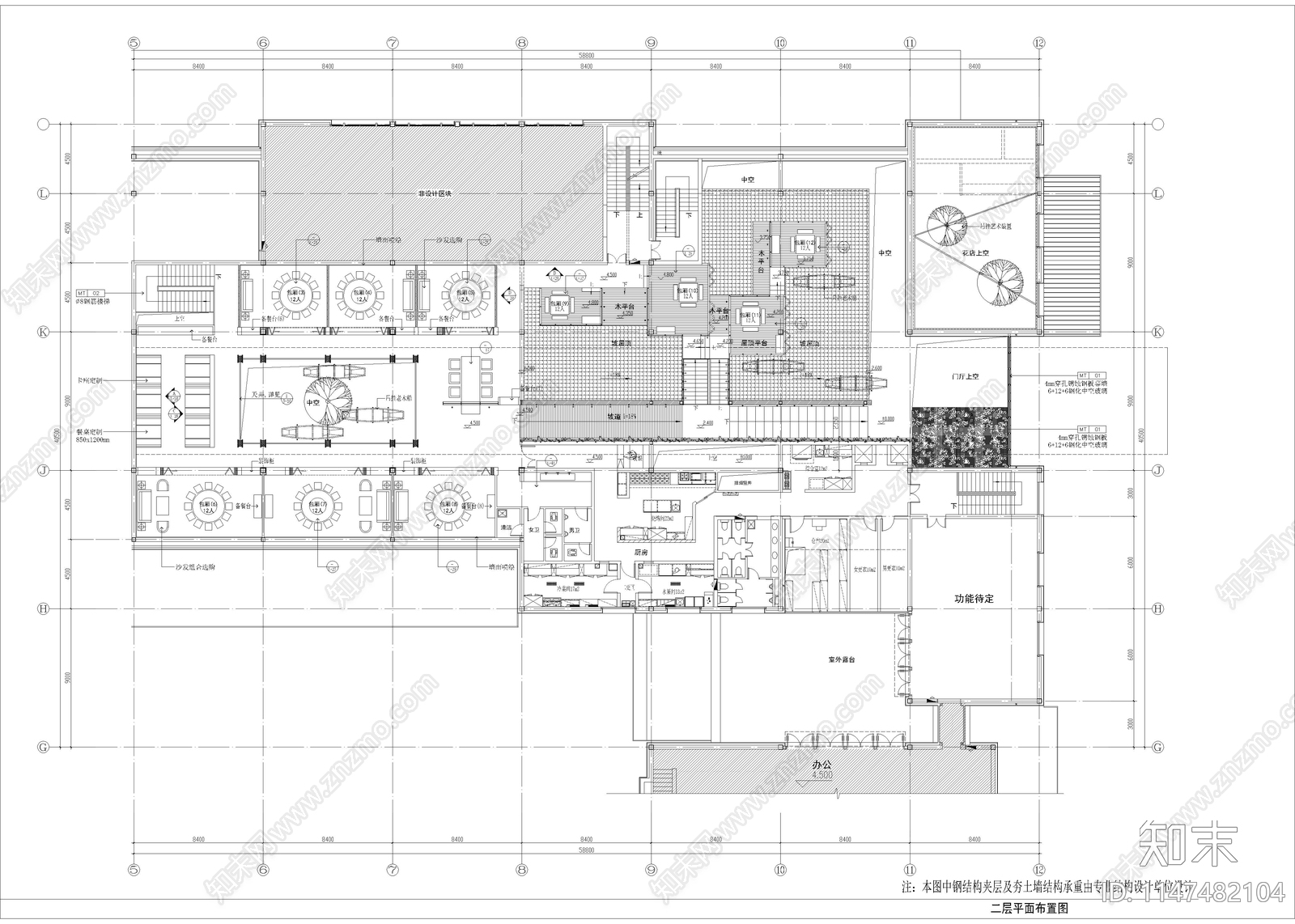 4200㎡餐厅餐饮空间室内cad施工图下载【ID:1147482104】