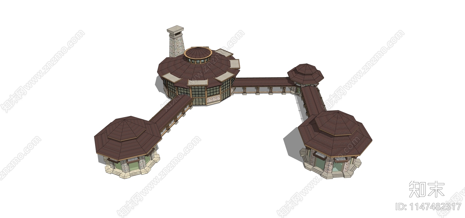 新中式景观亭子SU模型下载【ID:1147482317】