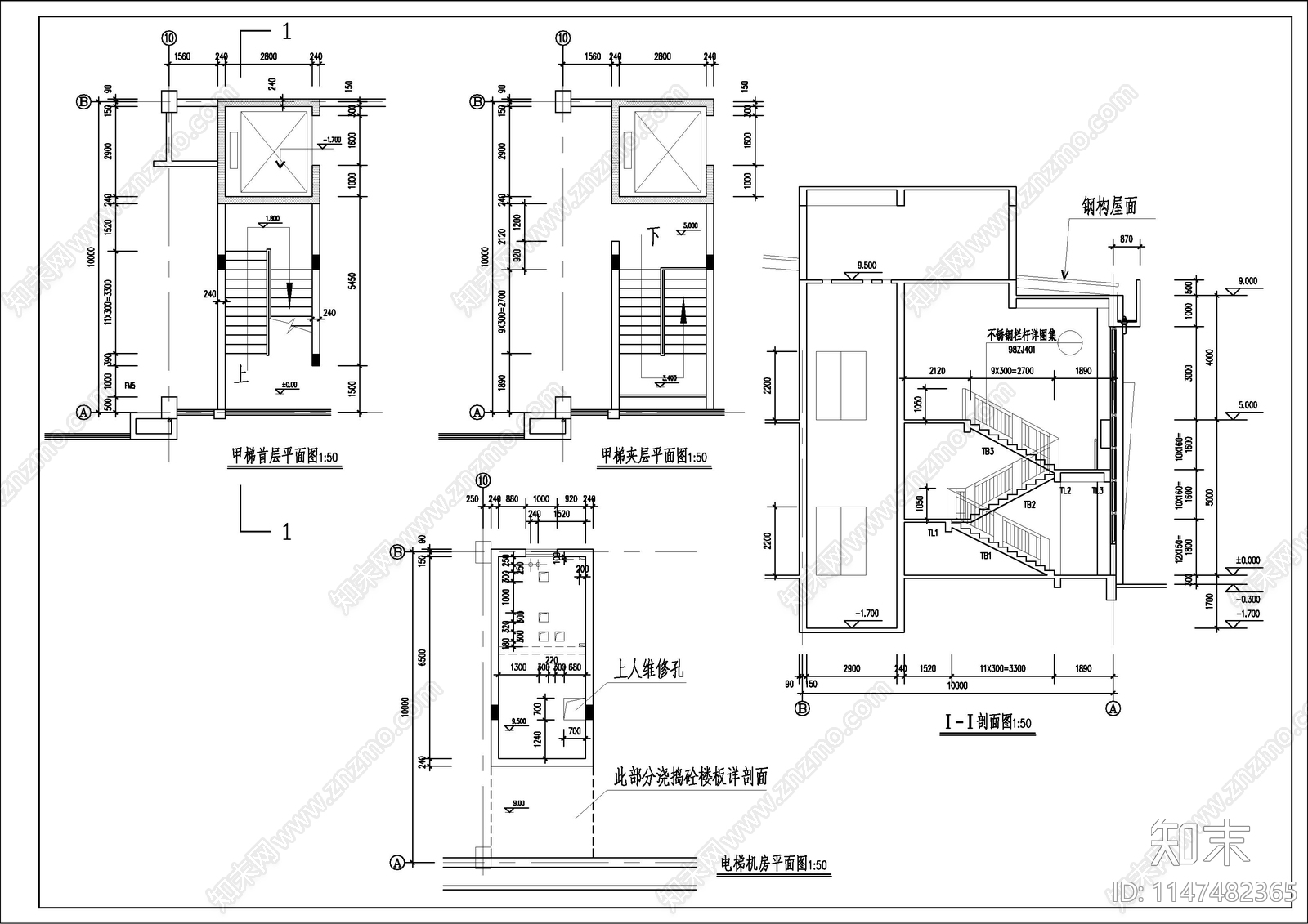 马达生产车间厂房建筑cad施工图下载【ID:1147482365】