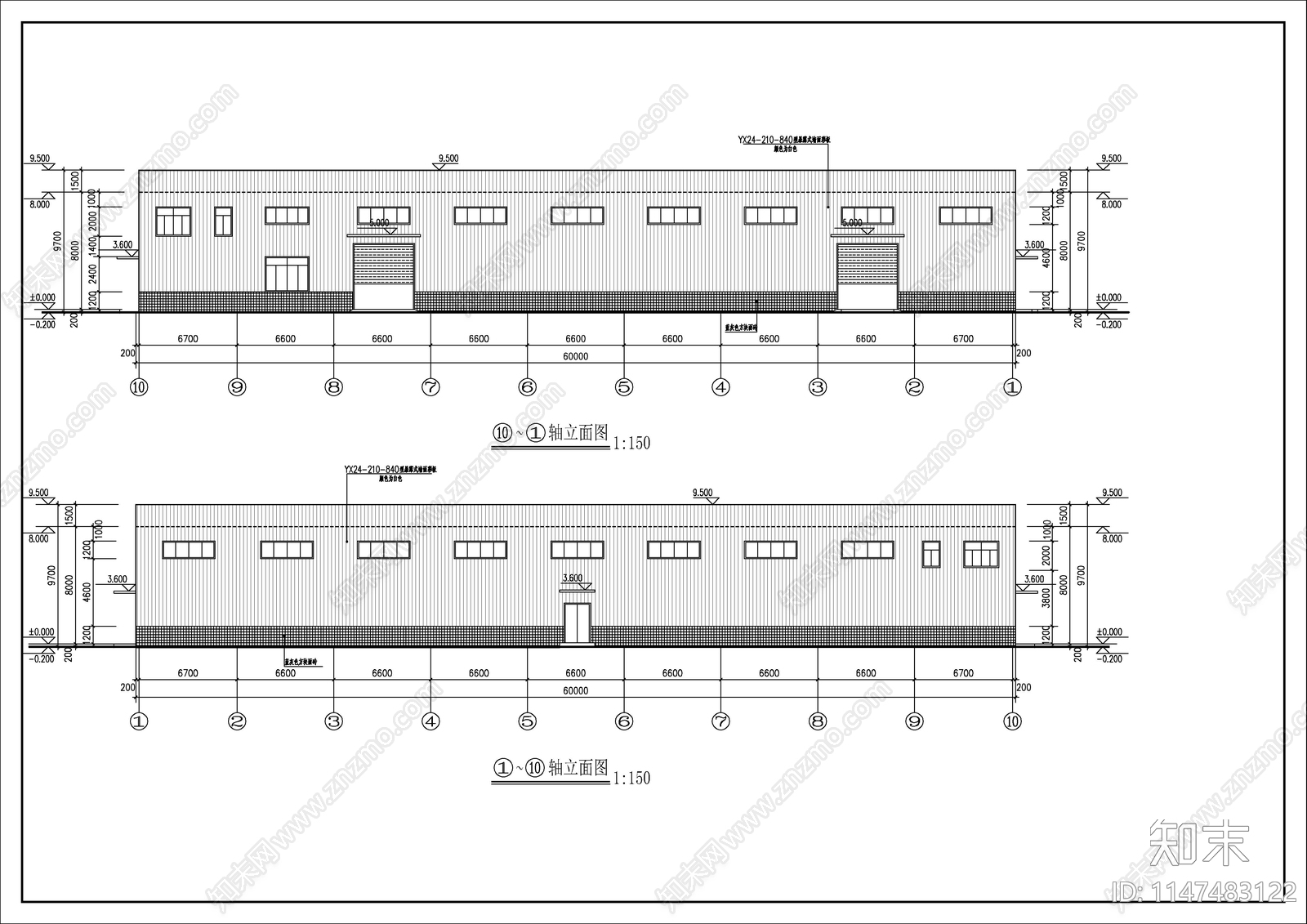 钢结构生产车间建筑cad施工图下载【ID:1147483122】