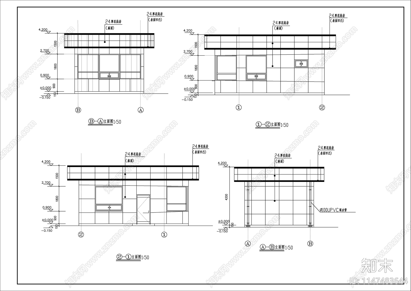 门卫结构建筑cad施工图下载【ID:1147483644】