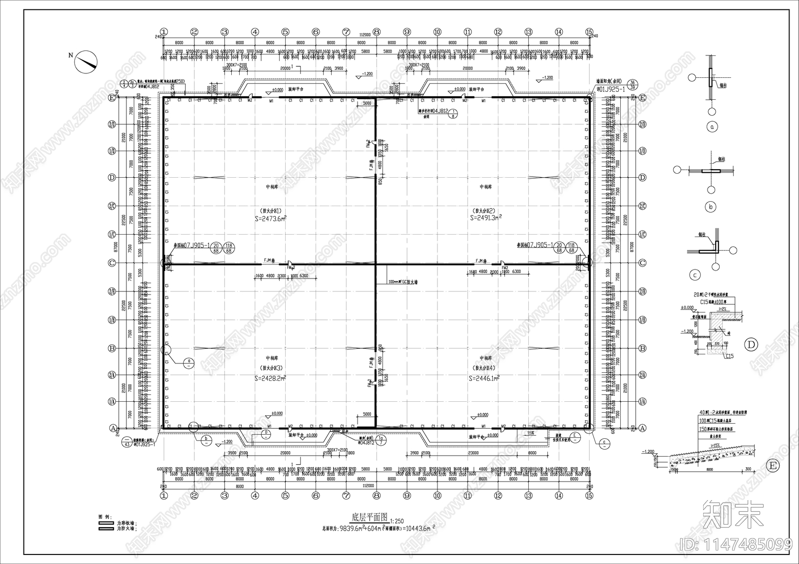 物流中转库建筑cad施工图下载【ID:1147485099】