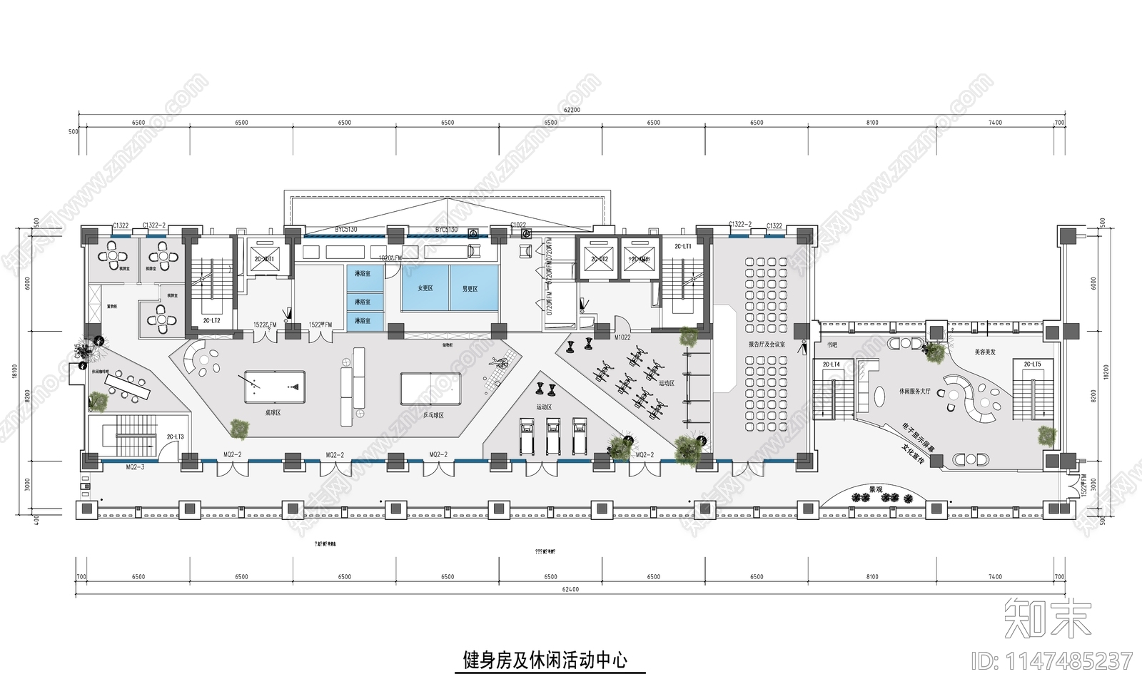 桌游及休闲活动中心平面cad施工图下载【ID:1147485237】