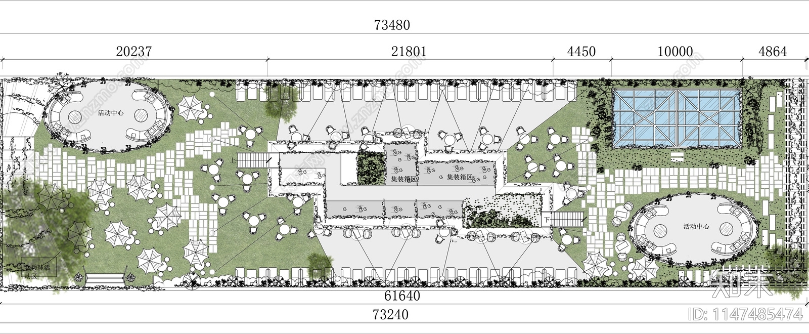 深圳西乡楼顶天台休闲活动中心规划平面施工图下载【ID:1147485474】