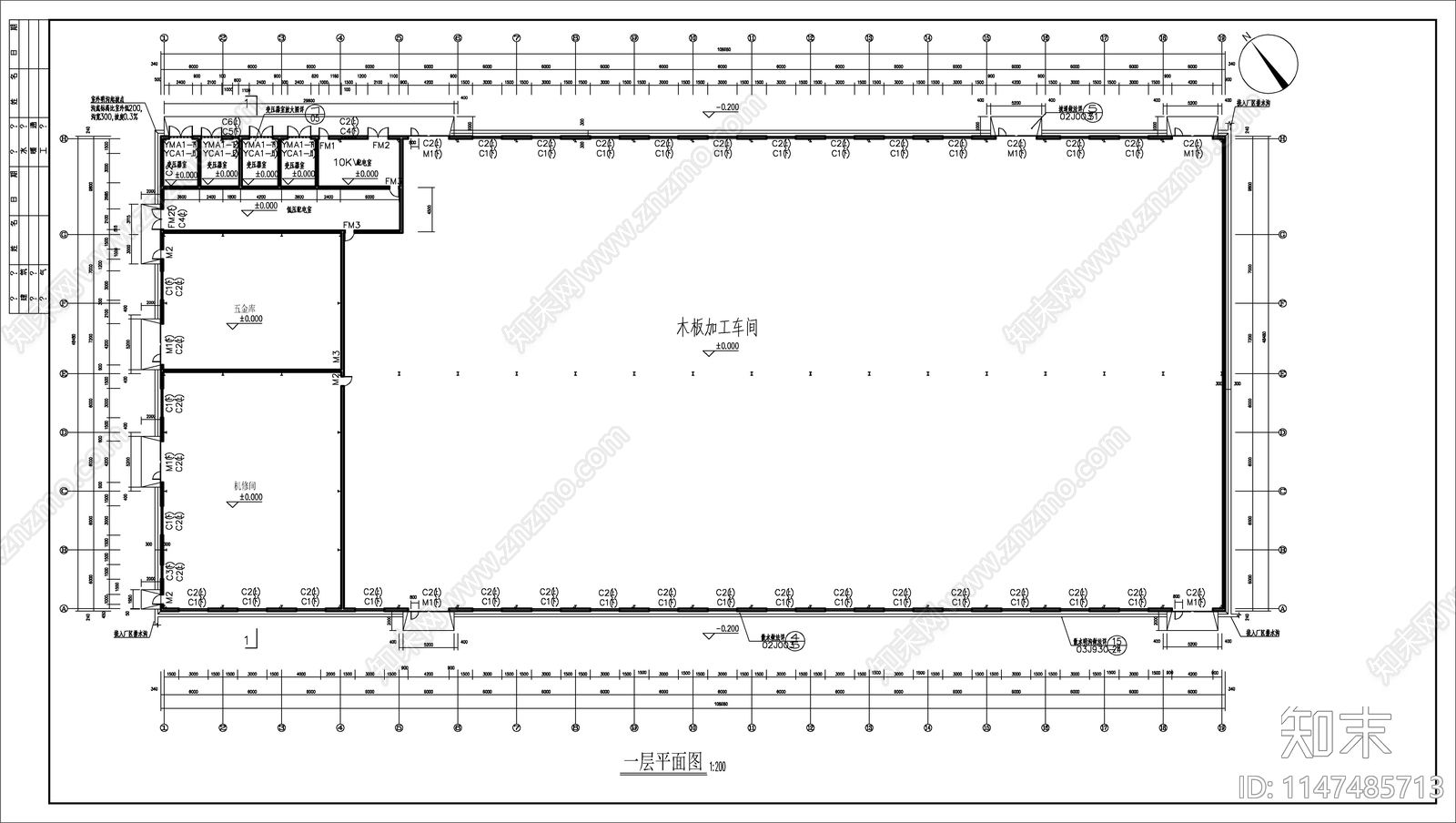 细木工板车间建筑cad施工图下载【ID:1147485713】