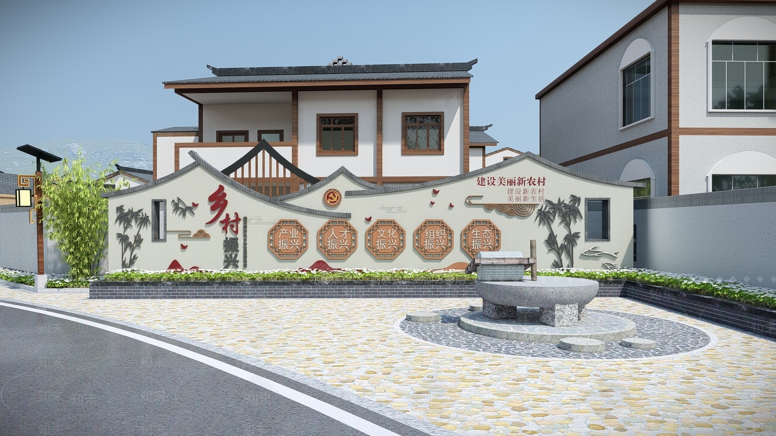 美丽乡村改造景观SU模型下载【ID:1147487297】