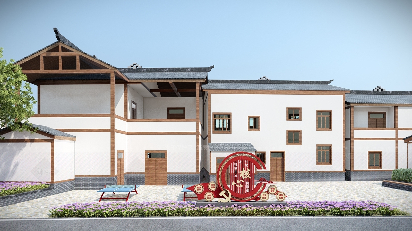 美丽乡村节点景观SU模型下载【ID:1147487477】