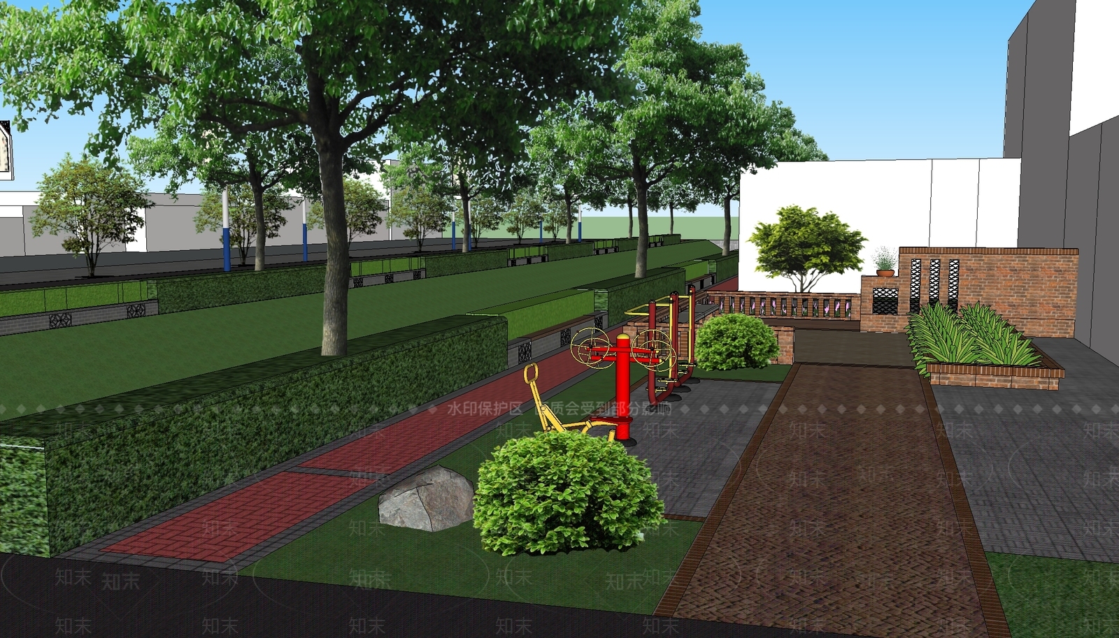乡村振兴道路节点景观SU模型下载【ID:1147487717】