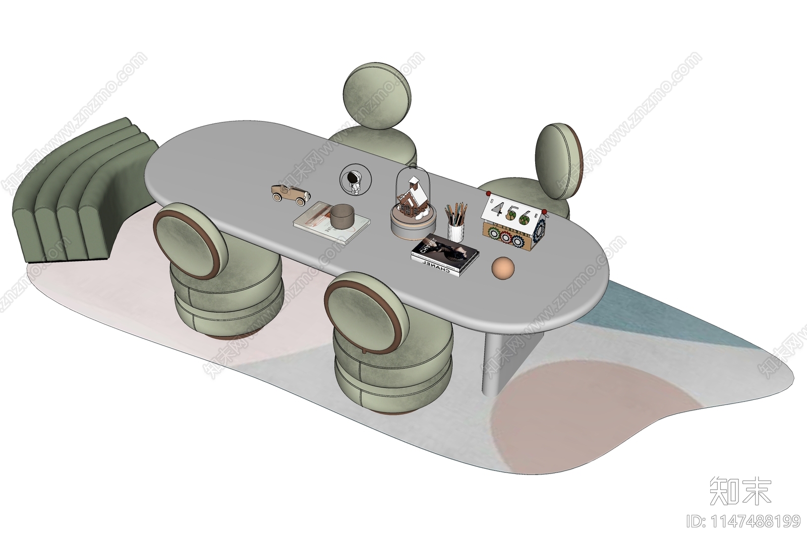 现代儿童桌椅组合SU模型下载【ID:1147488199】