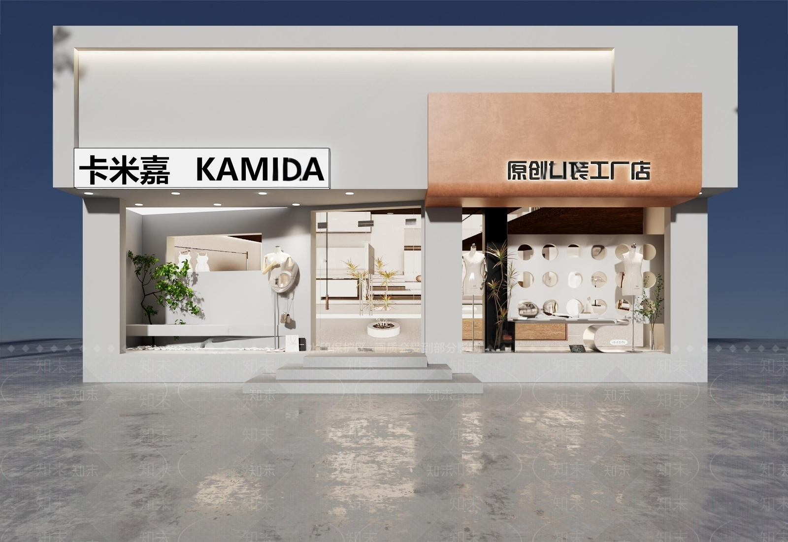 现代服装店门头门面SU模型下载【ID:1147491481】_知末su模型网