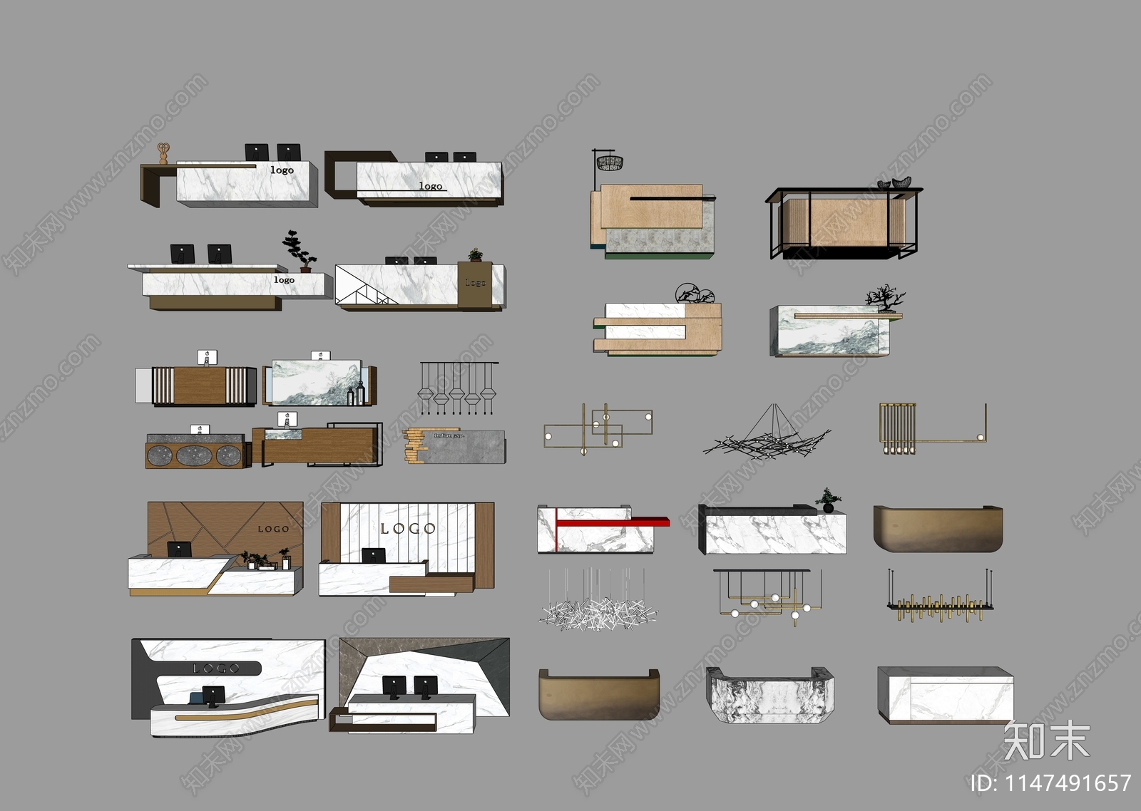 公司办公室前台SU模型下载【ID:1147491657】
