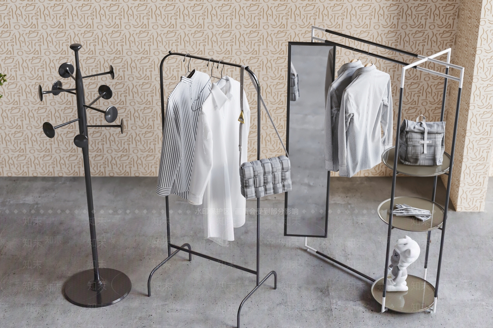 现代衣架衣服组合3D模型下载【ID:1147492975】