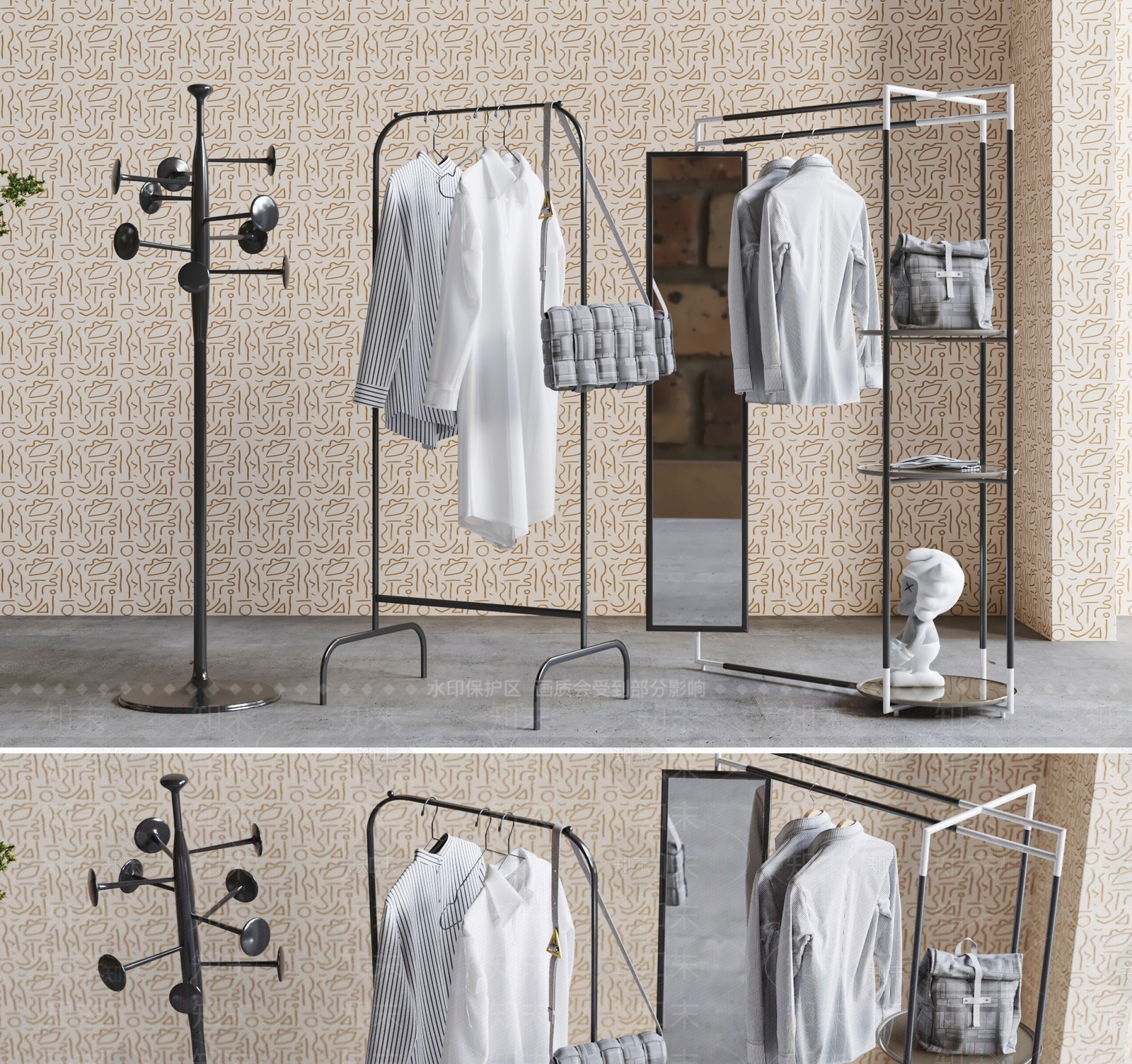 现代衣架衣服组合3D模型下载【ID:1147492975】