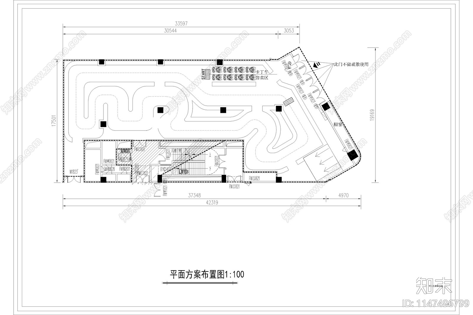 商城考拉飞车场地室内cad施工图下载【ID:1147496799】