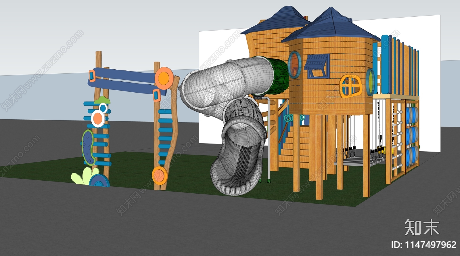 户外儿童游乐设备SU模型下载【ID:1147497962】