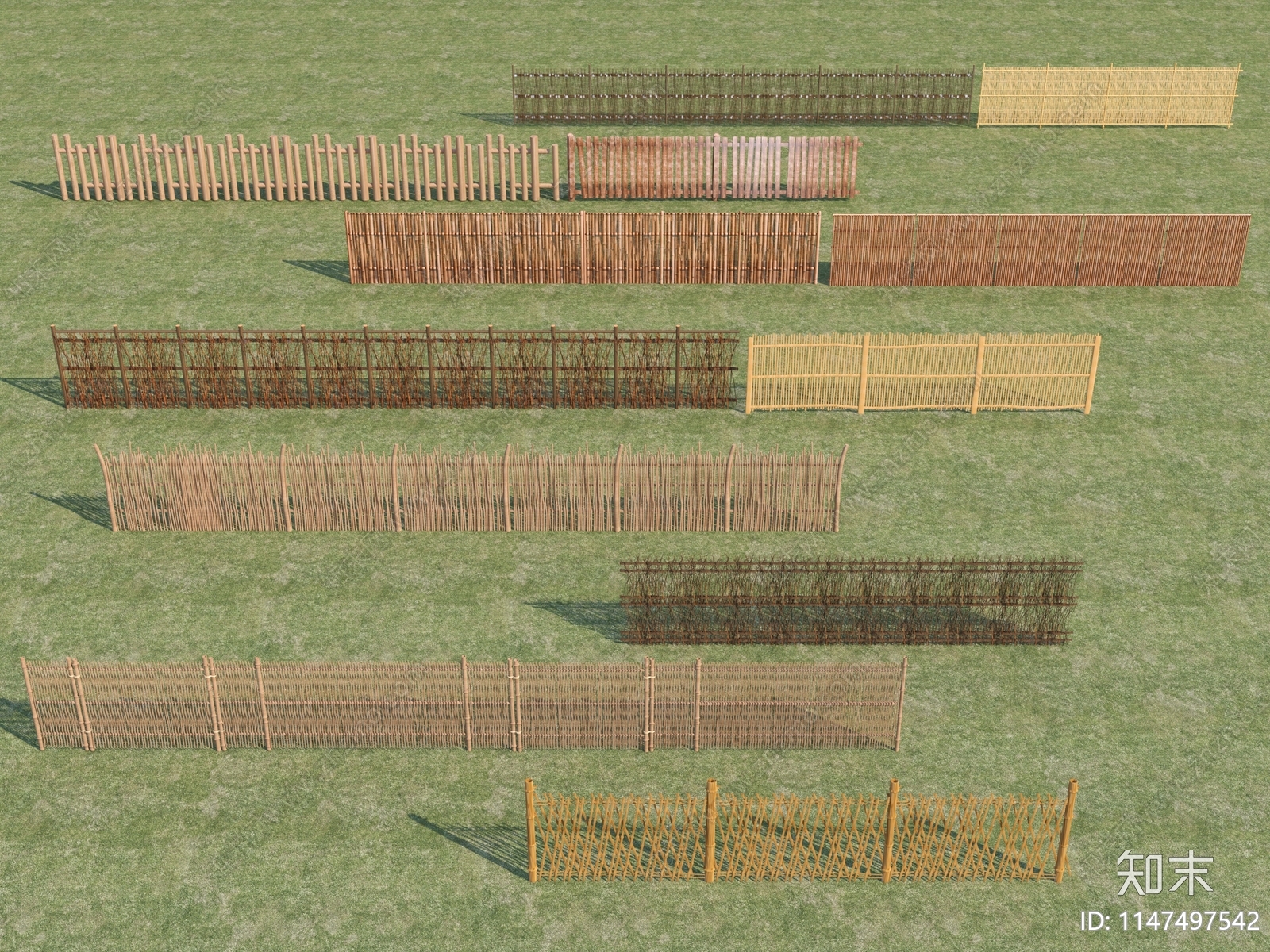 新中式乡村篱笆墙小品3D模型下载【ID:1147497542】