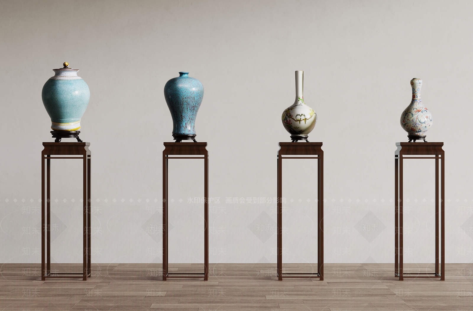 新中式陶瓷器械青花瓷SU模型下载【ID:1147500203】