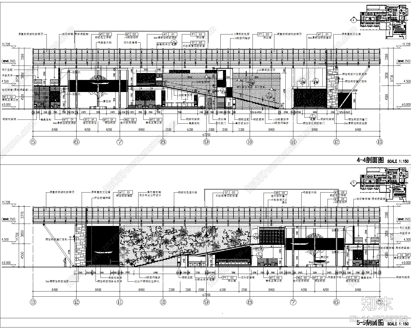 现代餐厅室内cad施工图下载【ID:1147502763】