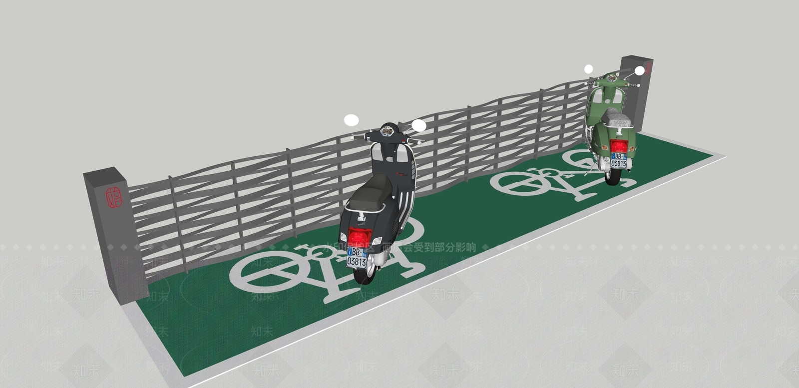 电动自行车停车处SU模型下载【ID:1147502934】