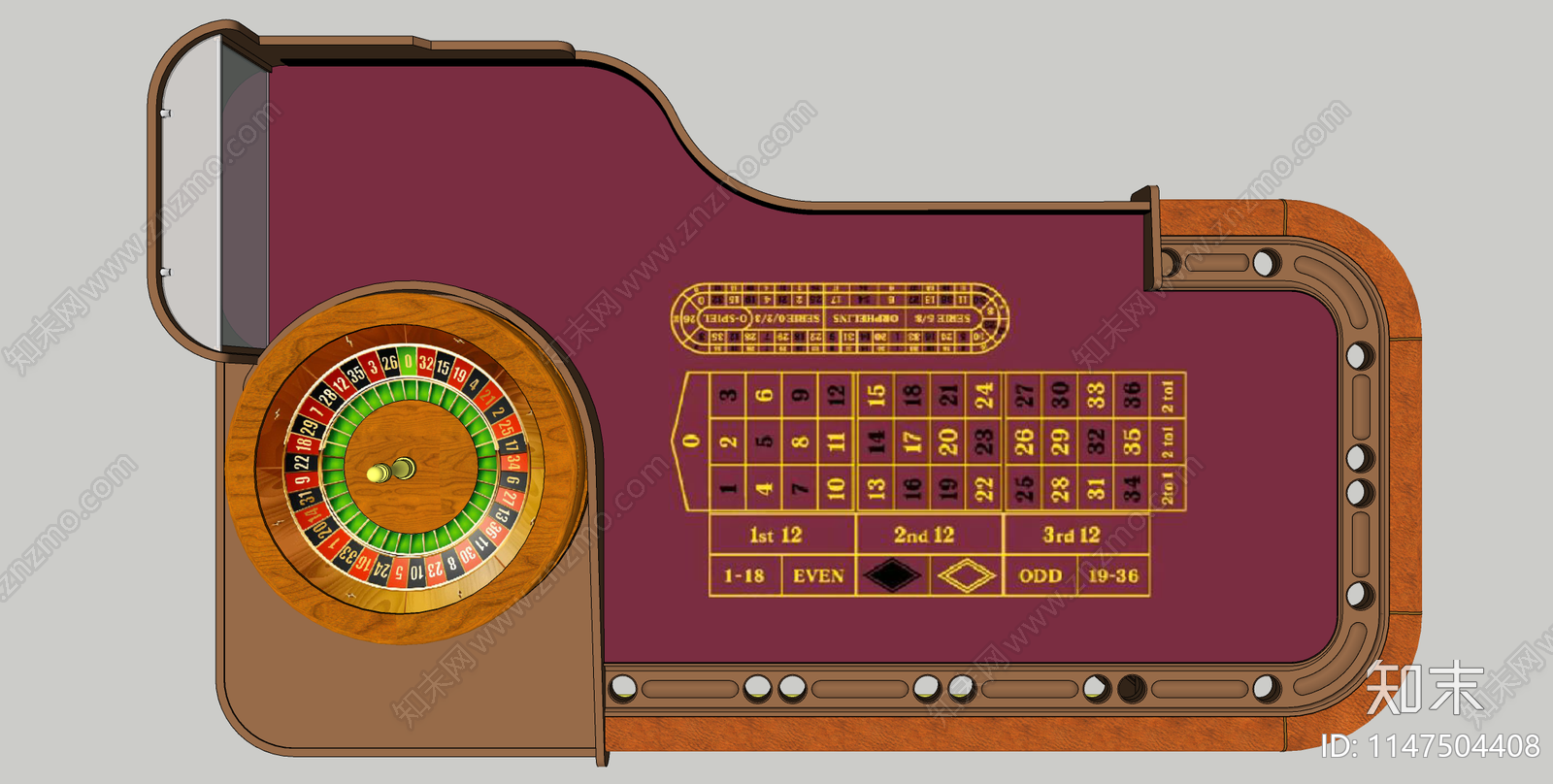 Roulette赌桌SU模型下载【ID:1147504408】