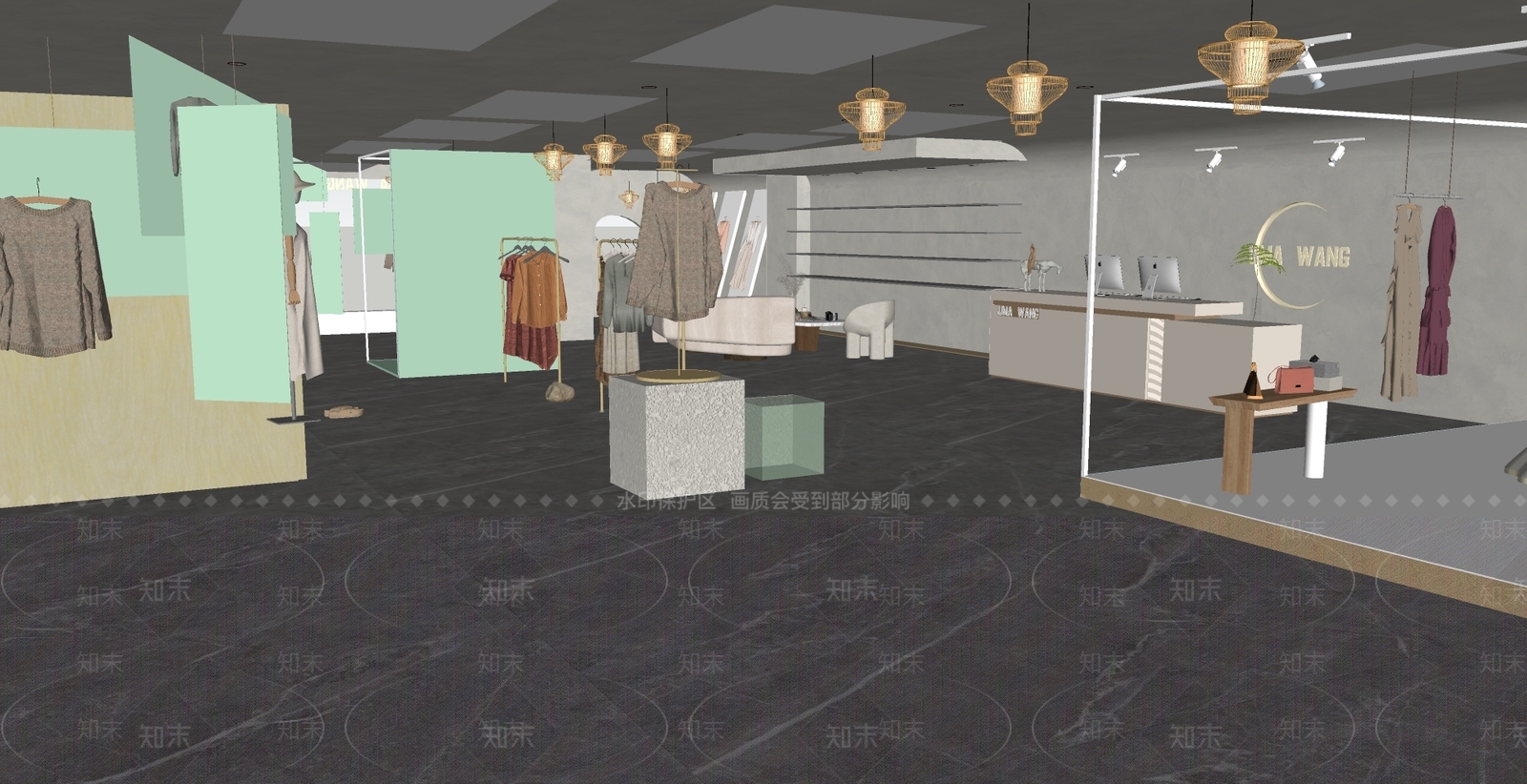 商场工业风格服装店SU模型下载【ID:1147504383】