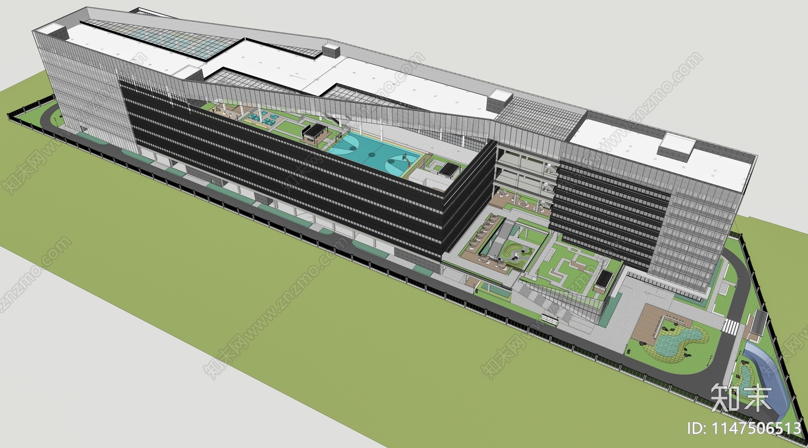 现代工业园区景观设计SU模型下载【ID:1147506513】