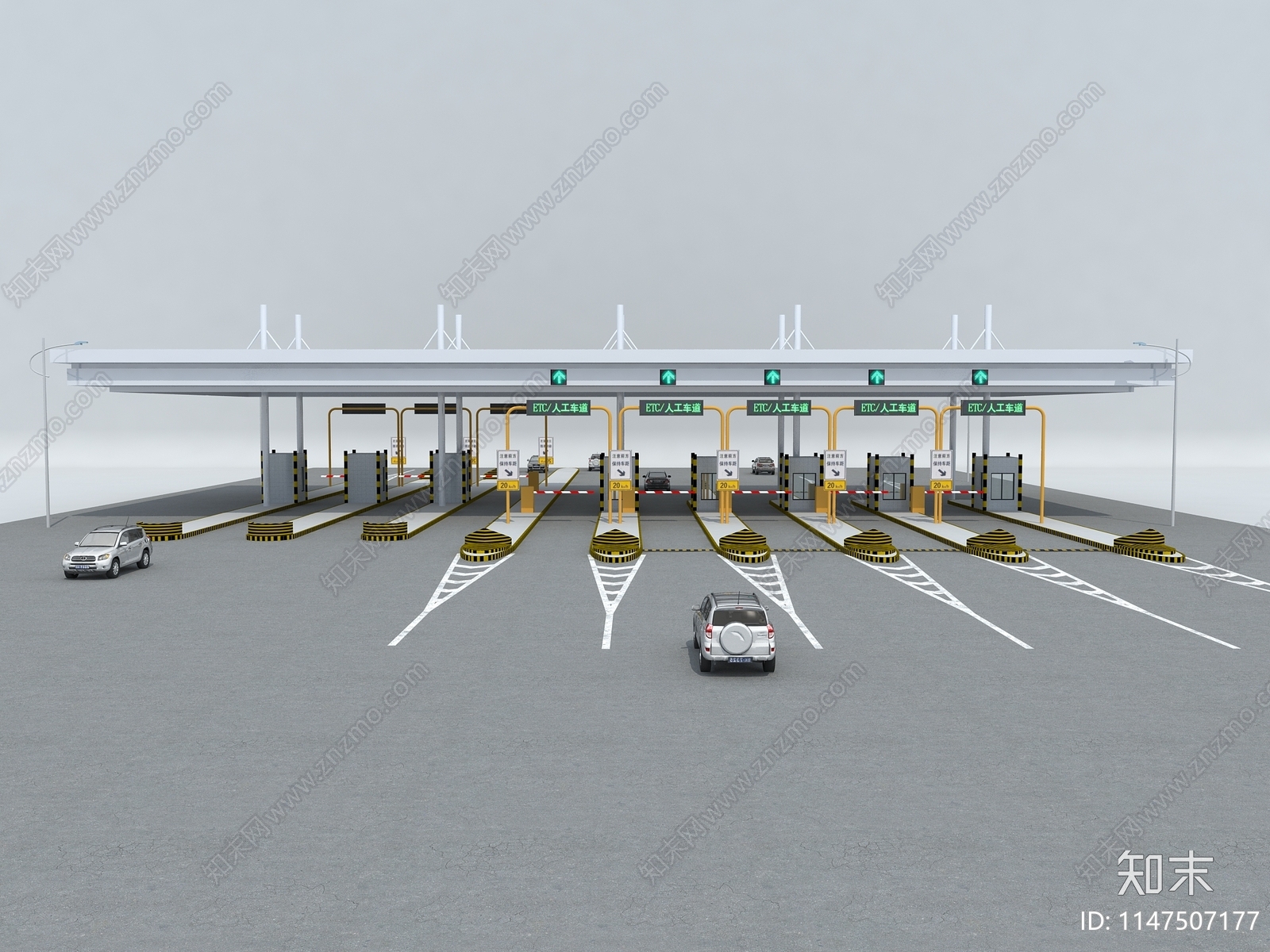 高速收费站3D模型下载【ID:1147507177】