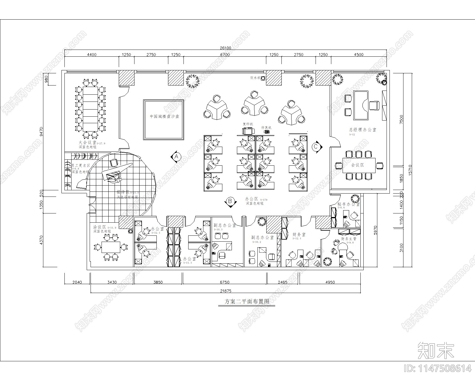 现代办公空间室内cad施工图下载【ID:1147508614】