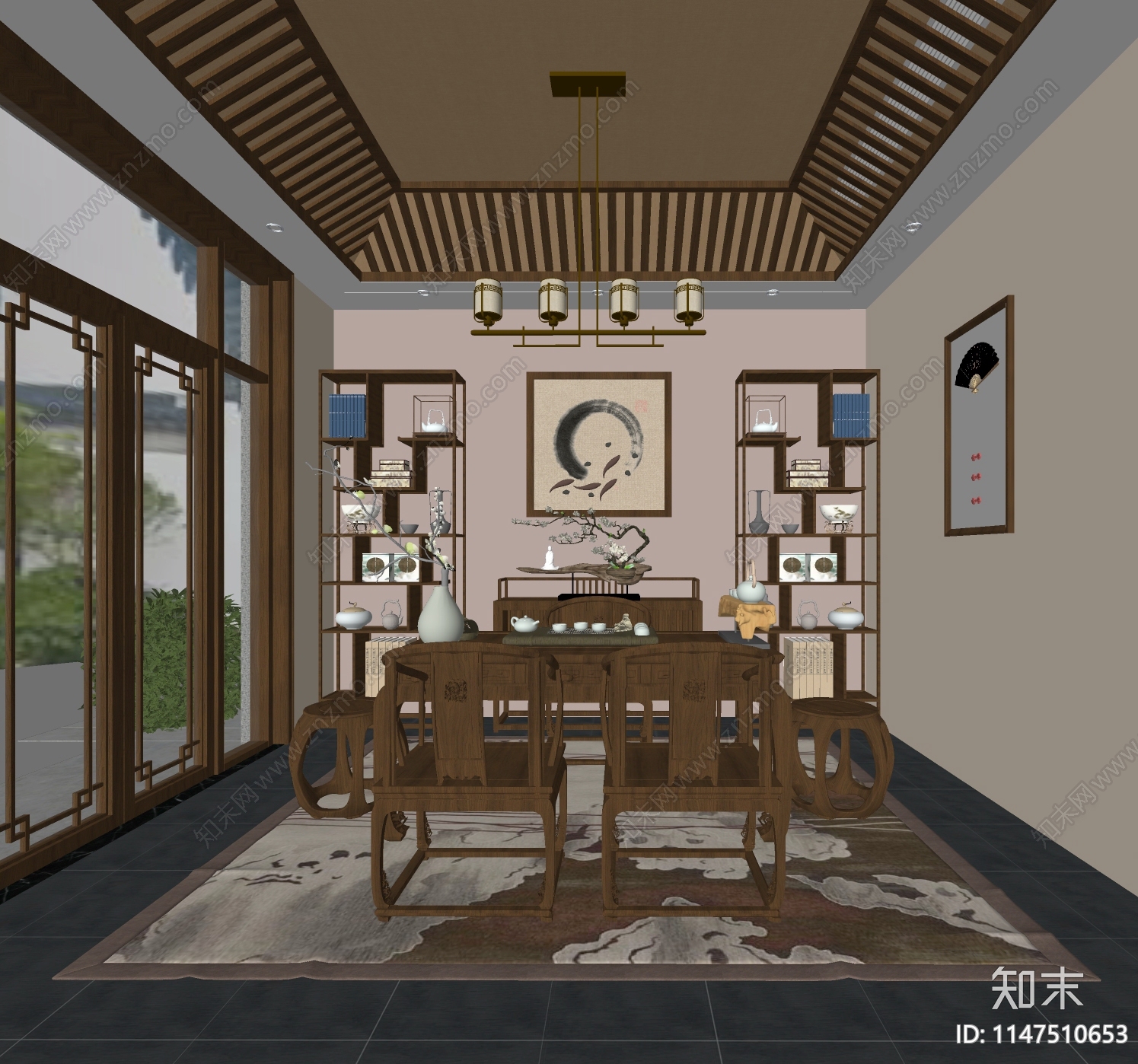 中式茶室SU模型下载【ID:1147510653】