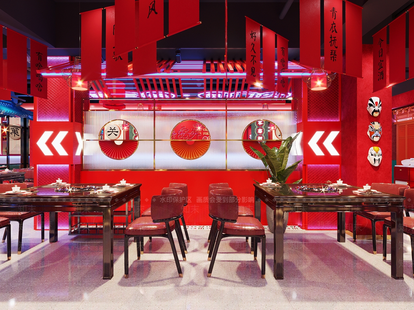 国潮火锅店3D模型下载【ID:1147566993】