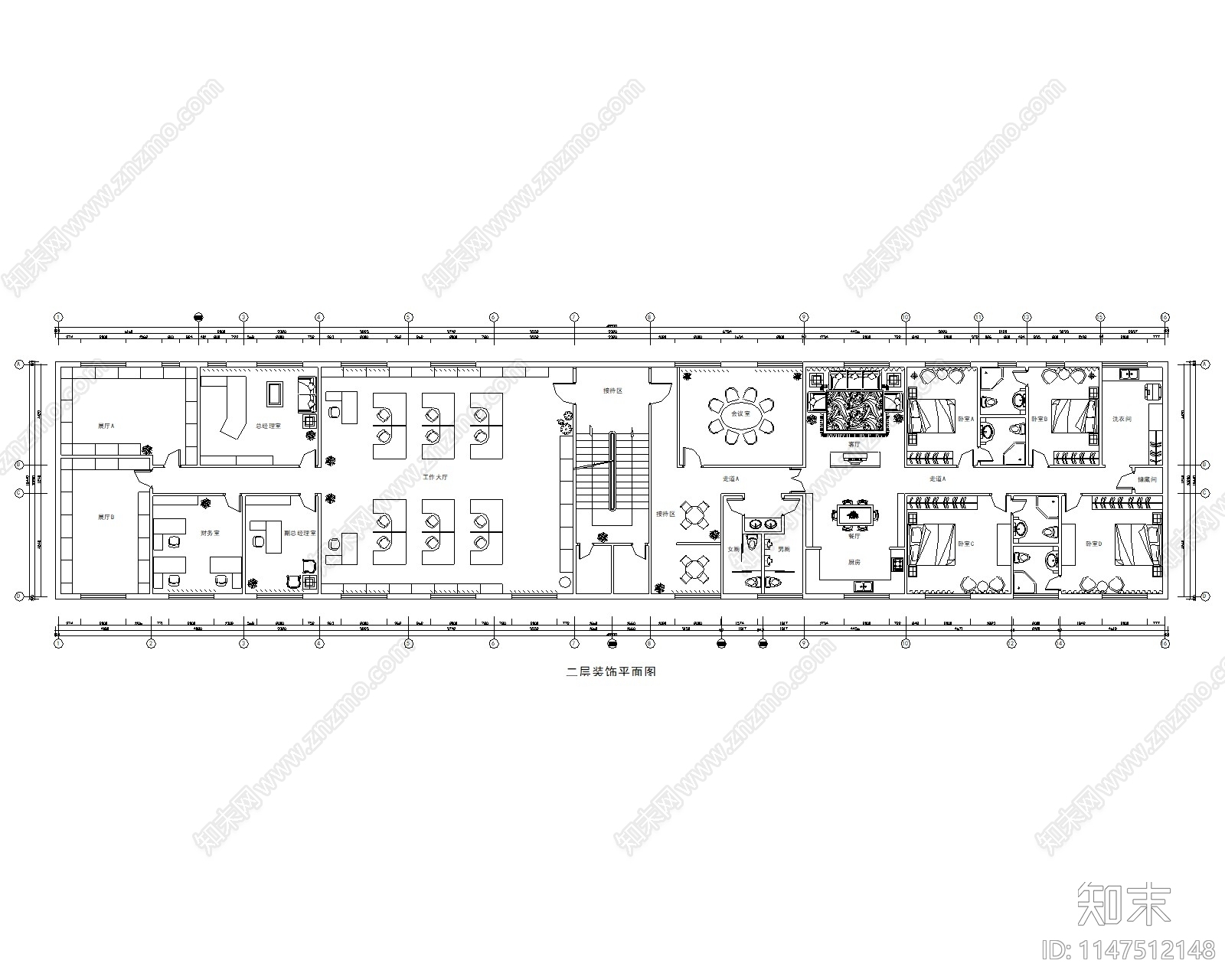 现代办公室设计室内cad施工图下载【ID:1147512148】