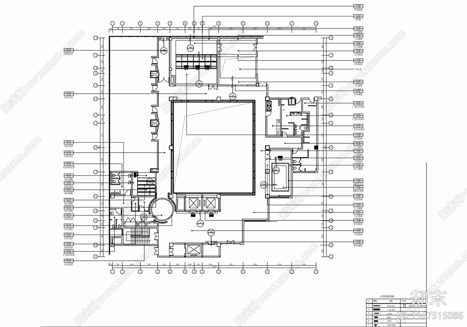 1100㎡休闲娱乐会所室内cad施工图下载【ID:1147515086】