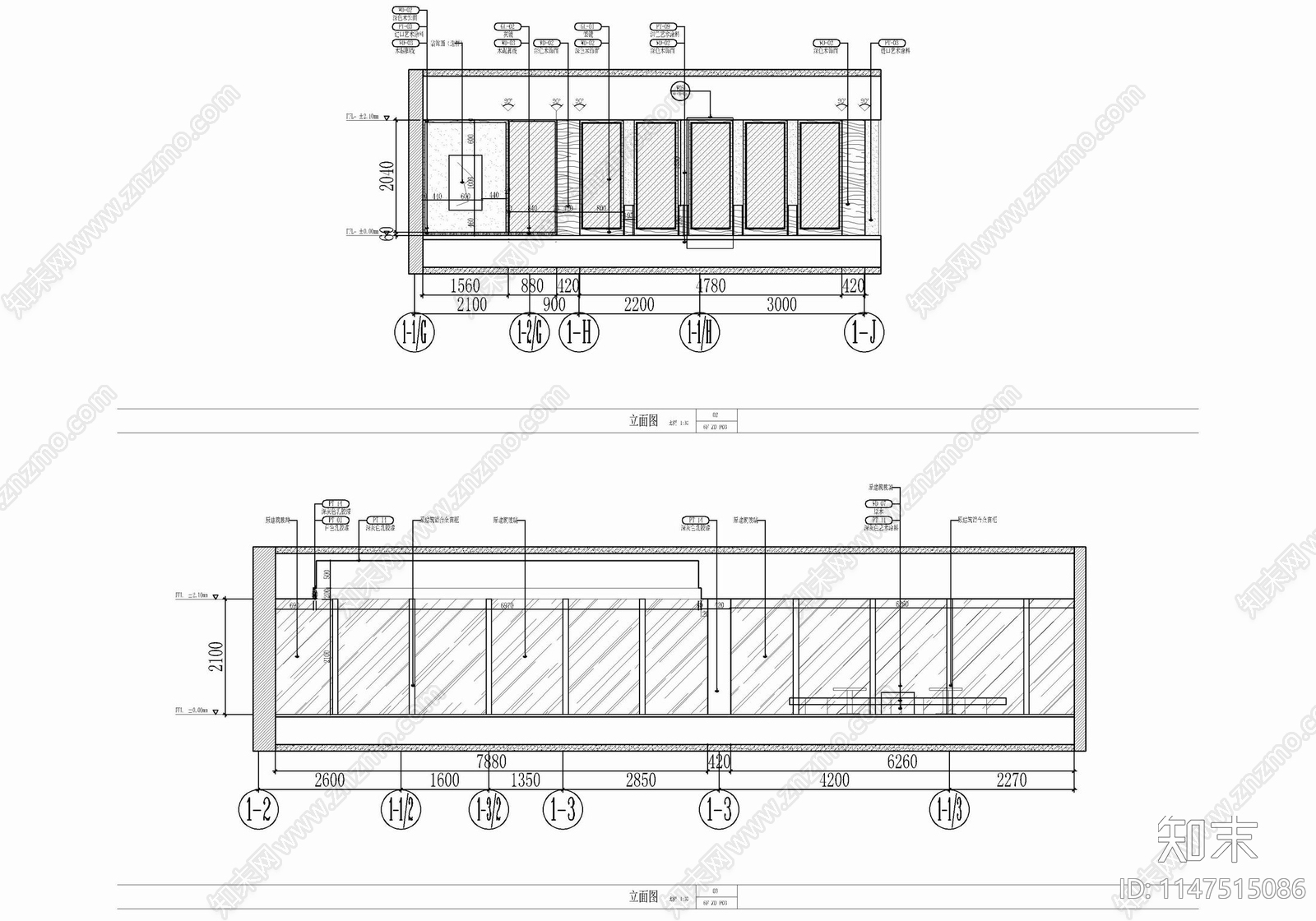 1100㎡休闲娱乐会所室内cad施工图下载【ID:1147515086】