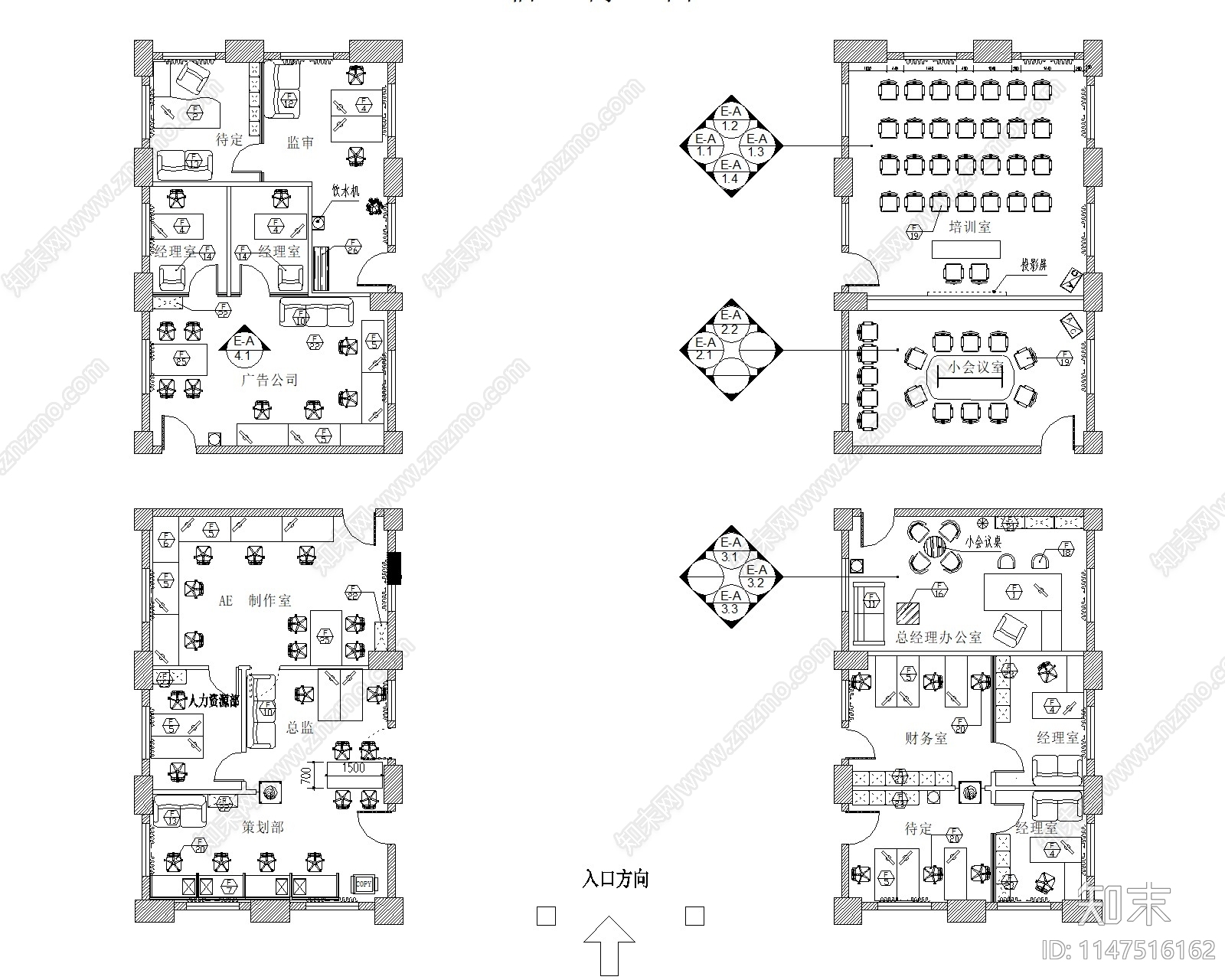 现代办公室室内cad施工图下载【ID:1147516162】