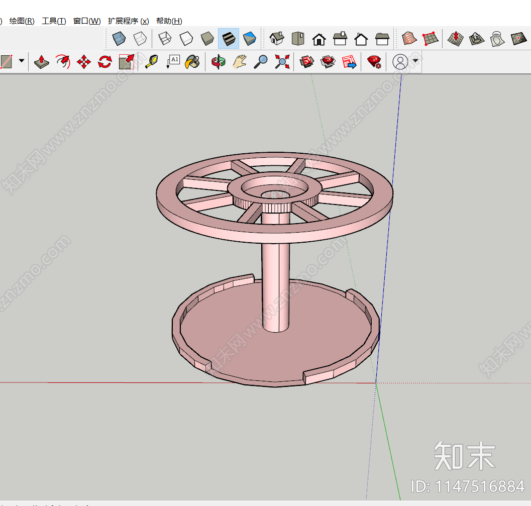 圆型车轮式亭SU模型下载【ID:1147516884】