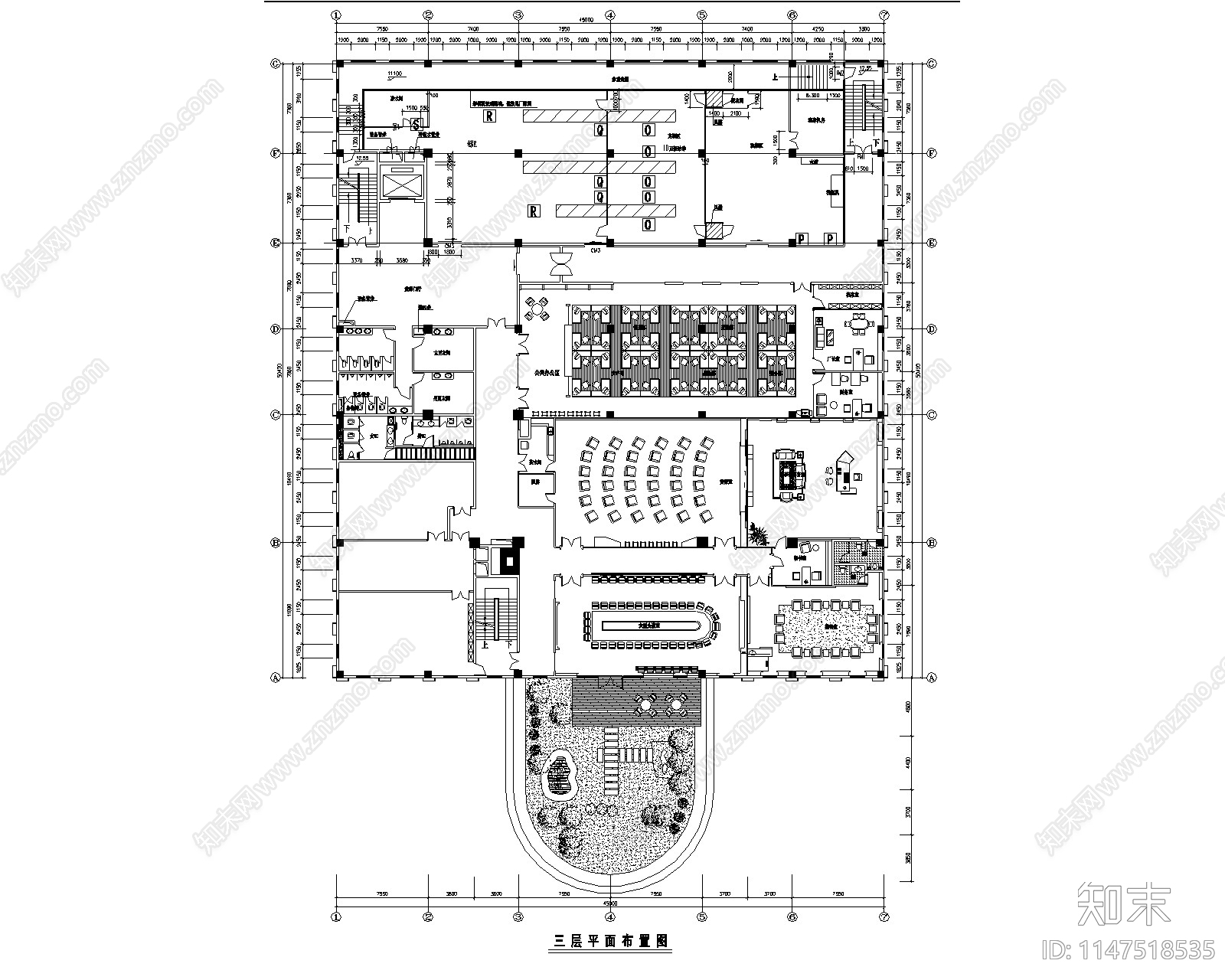 现代办公室设计室内cad施工图下载【ID:1147518535】