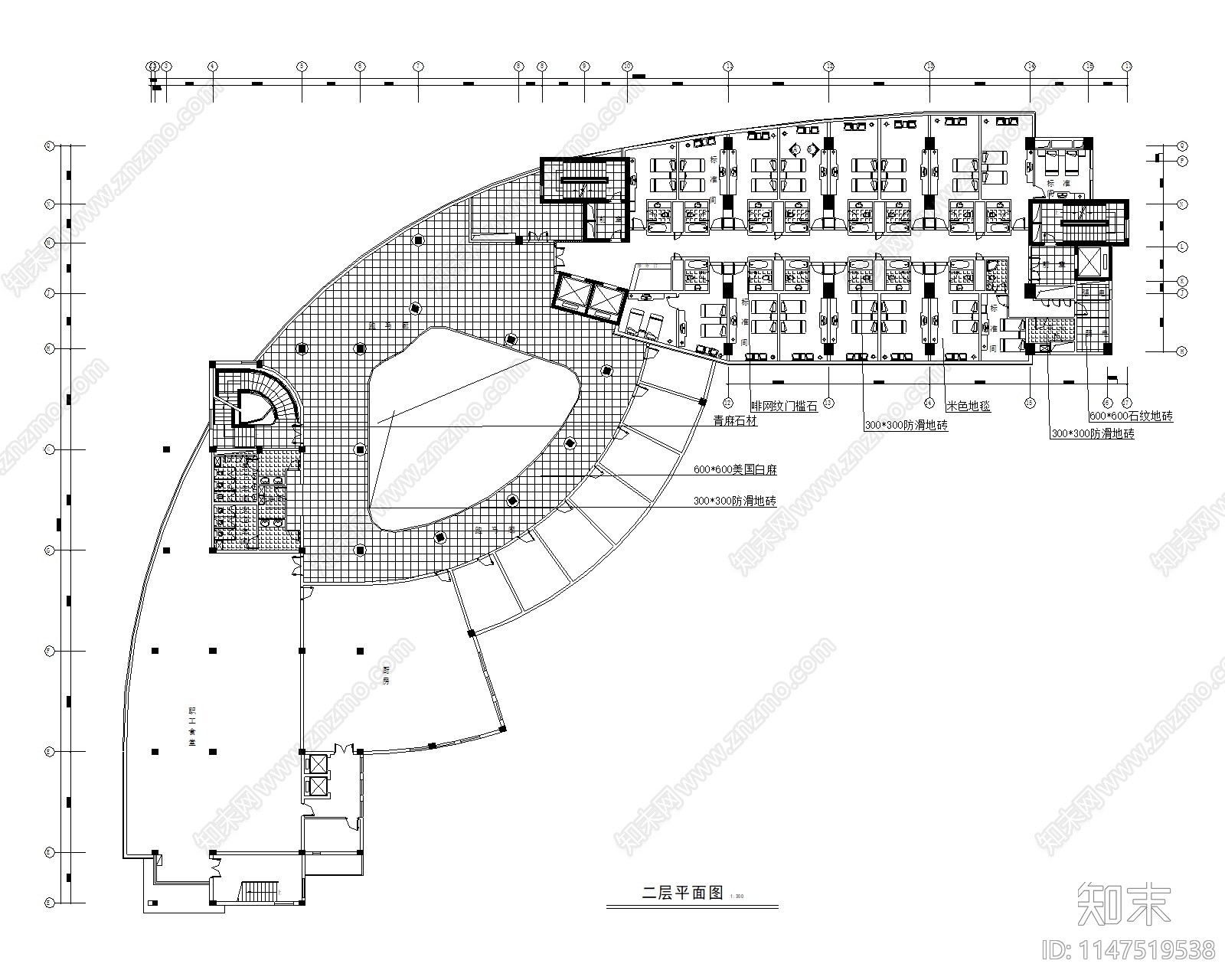 现代办公室设计室内cad施工图下载【ID:1147519538】