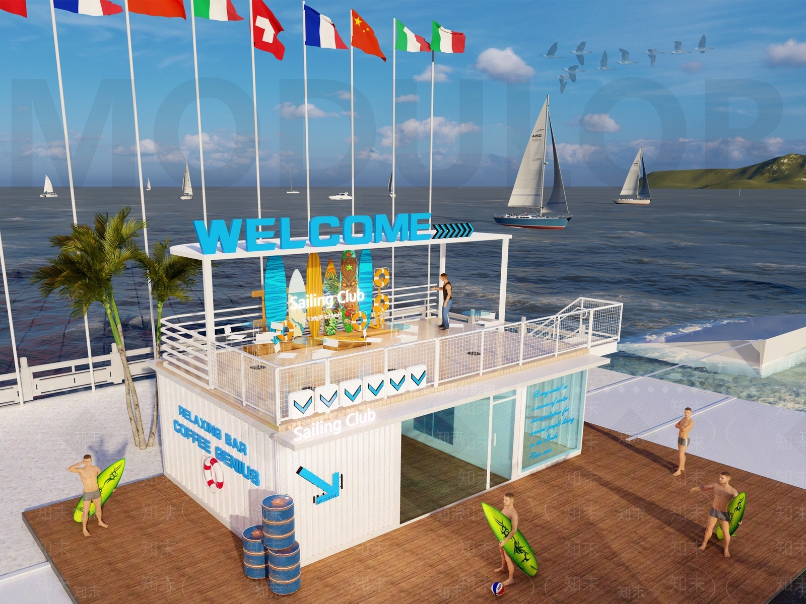 集装箱帆船招待SU模型下载【ID:1147521520】