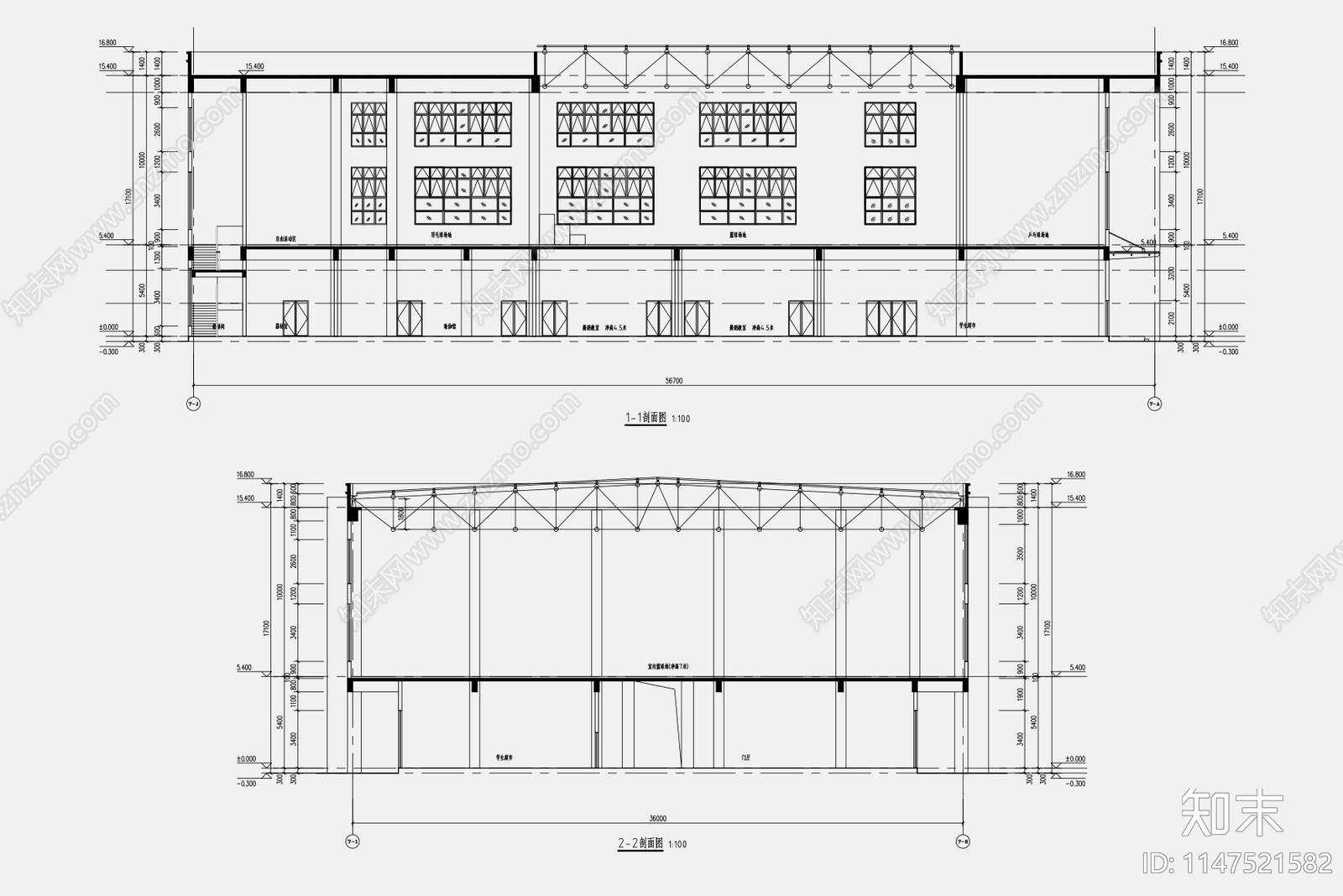 现代中学体育馆天正建筑施工图下载【ID:1147521582】