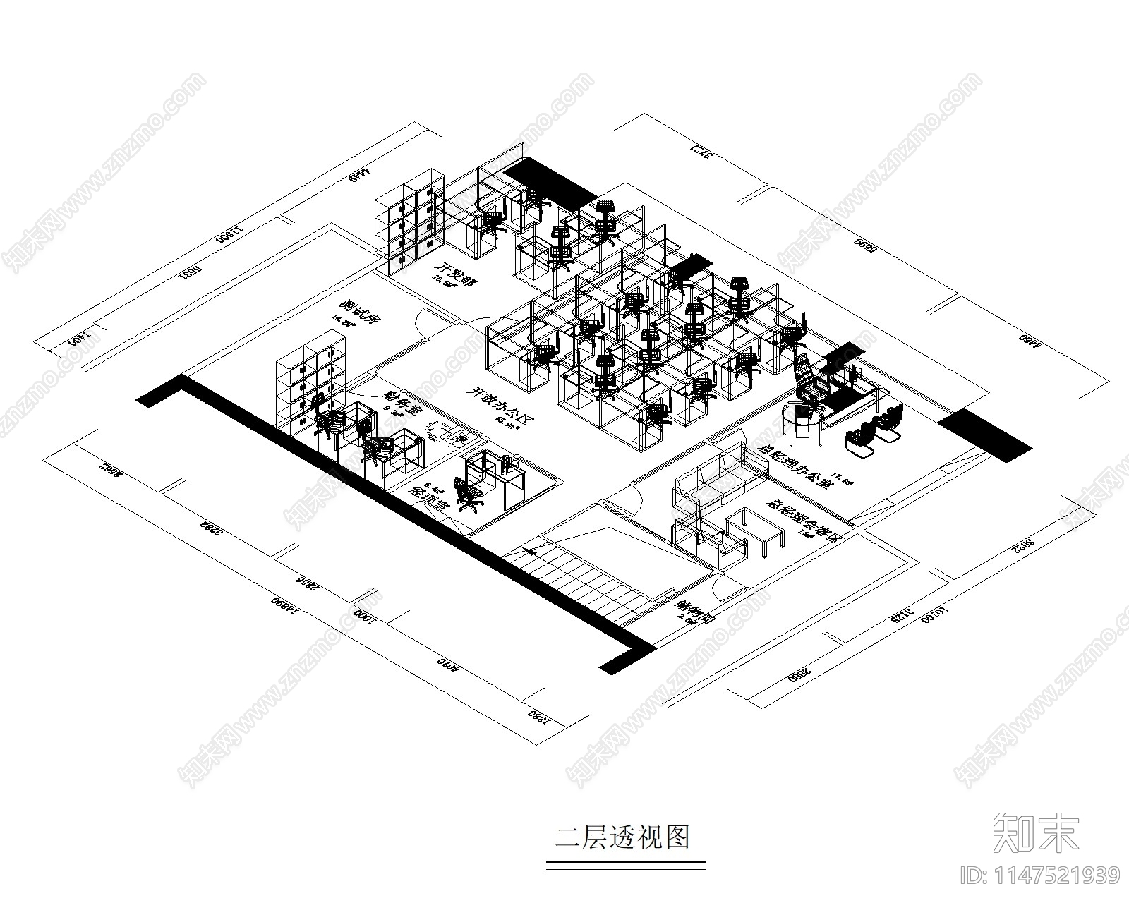 现代办公室室内cad施工图下载【ID:1147521939】