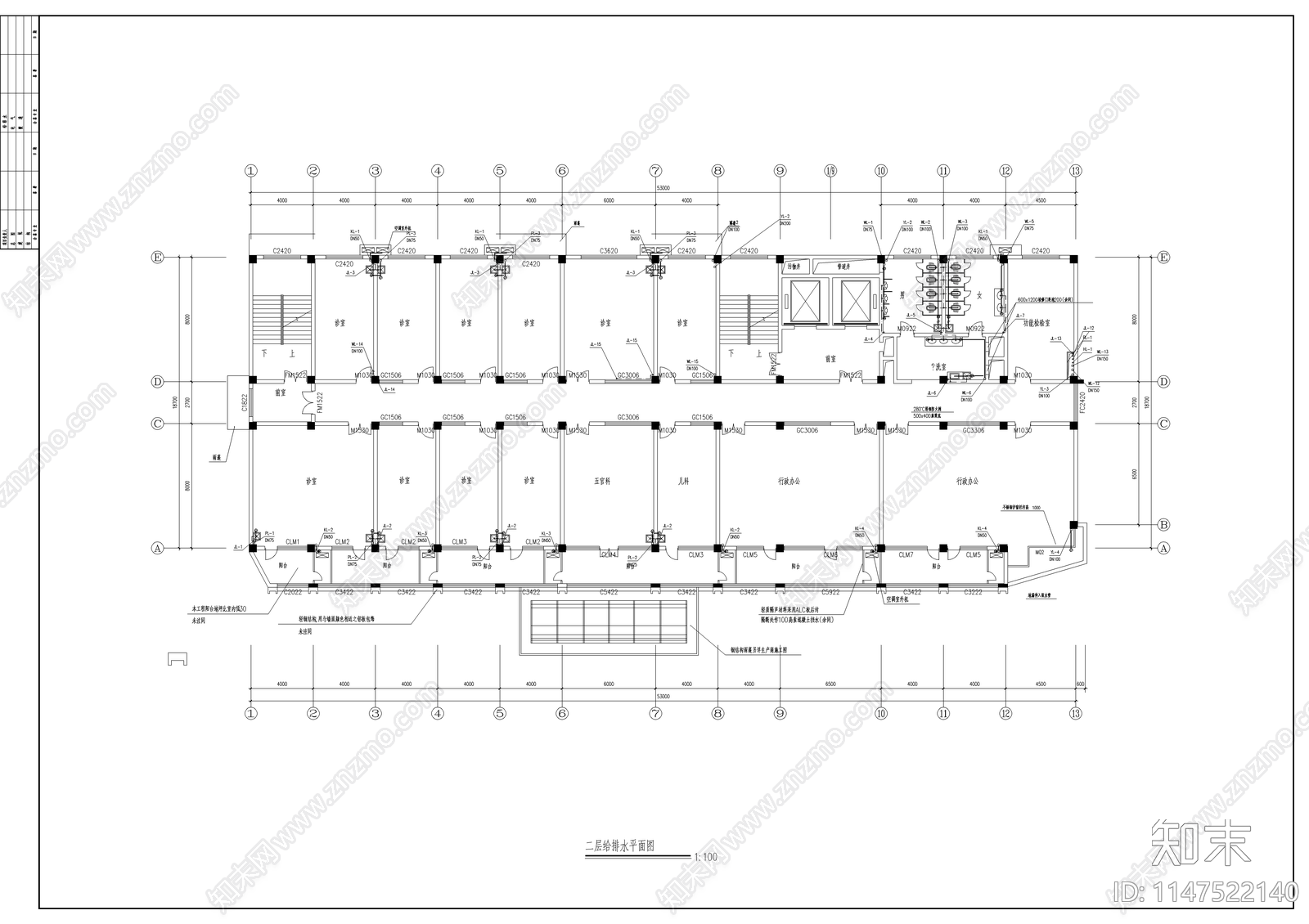 某地医院建筑给排水cad施工图下载【ID:1147522140】