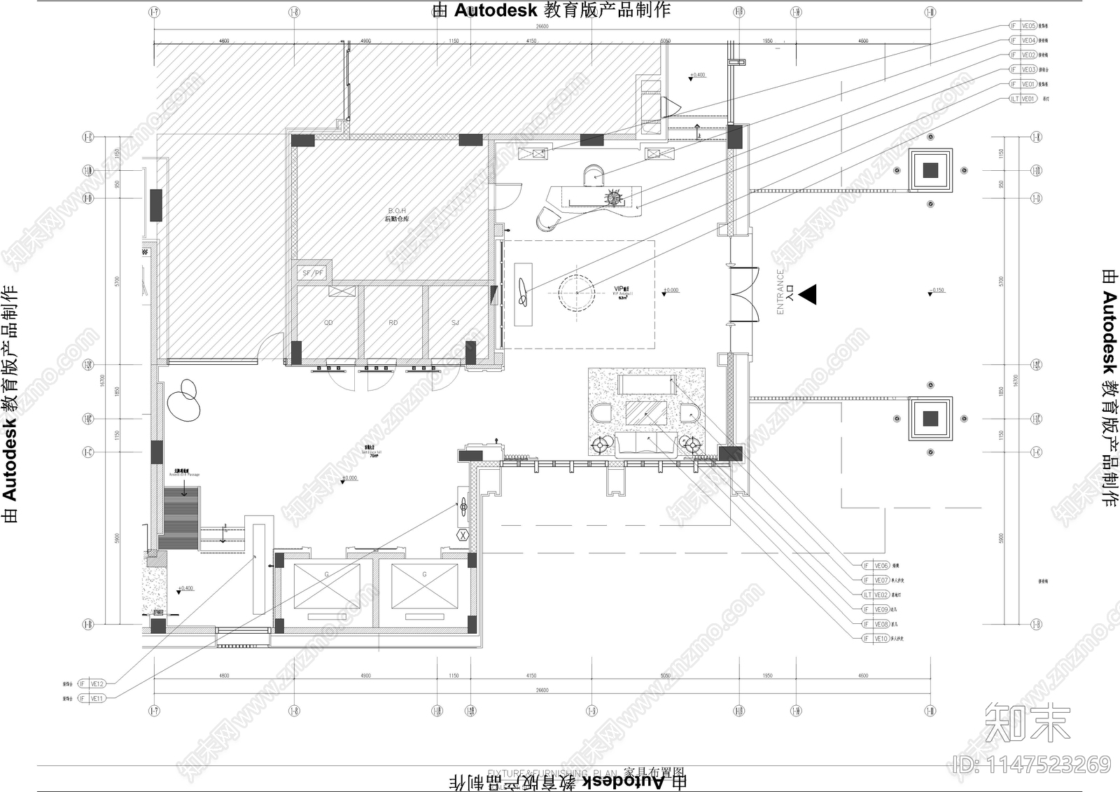 酒店前厅室内施工图下载【ID:1147523269】
