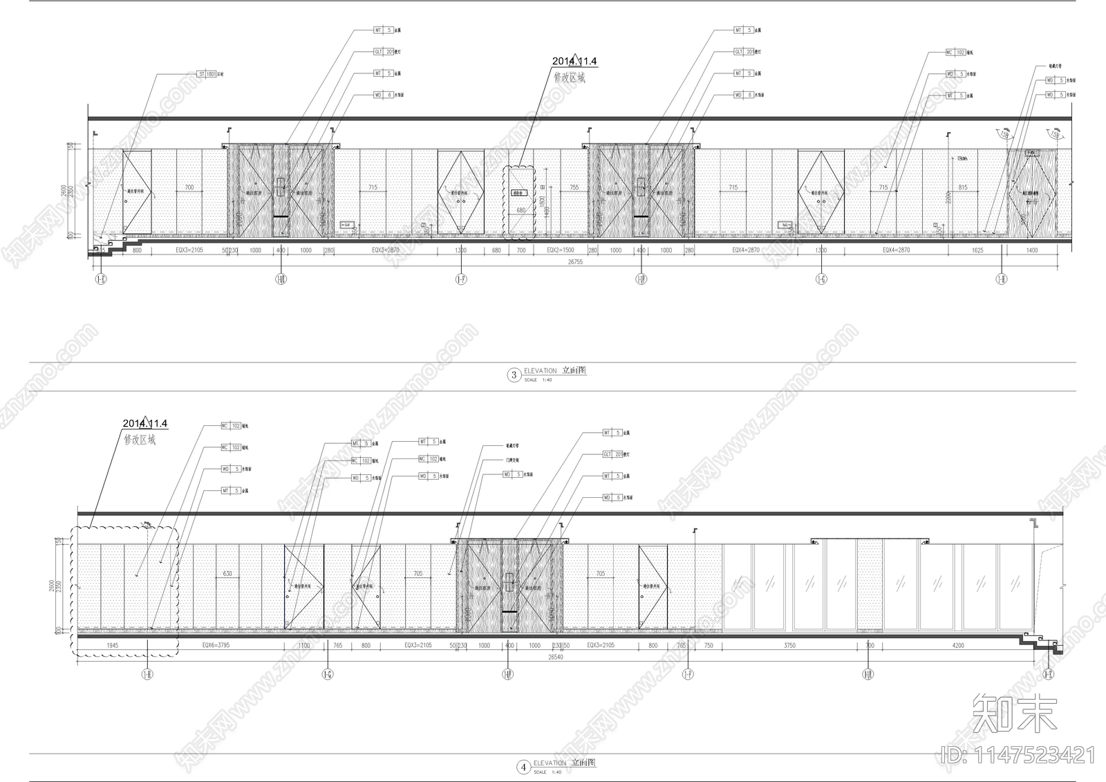 酒店客房过道室内cad施工图下载【ID:1147523421】