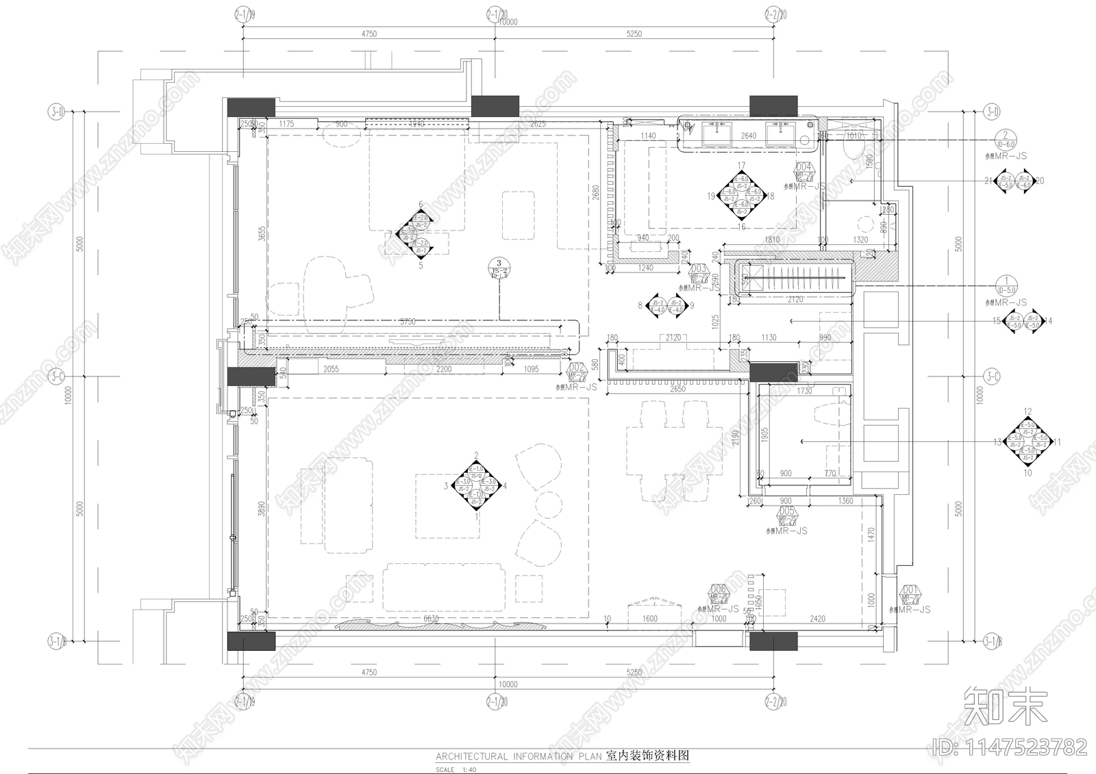 现代酒店客房套房室内cad施工图下载【ID:1147523782】